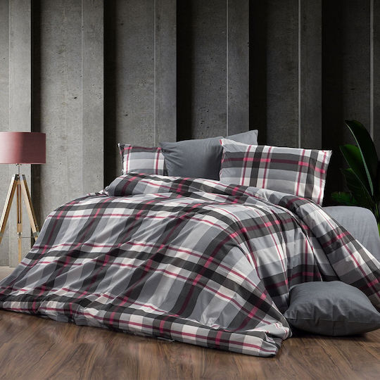 Dimcol Sheet Sets Queen 220x240cm. Ekávi 424 Grey-bordeaux 4pcs