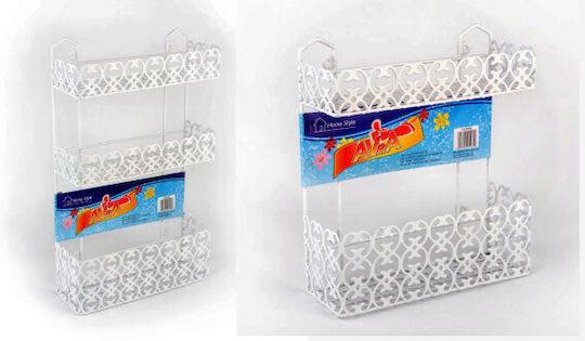 Homestyle An der Wand montiert Badezimmerregal Metallisch mit 3 Regalböden 51x35x10.5cm Weiß