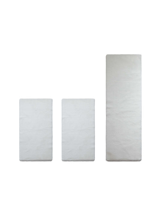 Newplan Puffy Shaggy Bedroom Rugs Set Ivory 5-41-PF-T-FC1IVORY-SET067(2x140,1x210) 3pcs