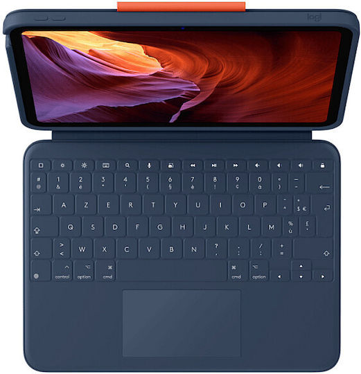 Logitech Combo 4 Touch Flip Cover Ανθεκτική στα Γαλλικά Μπλε (iPad 10th gen)