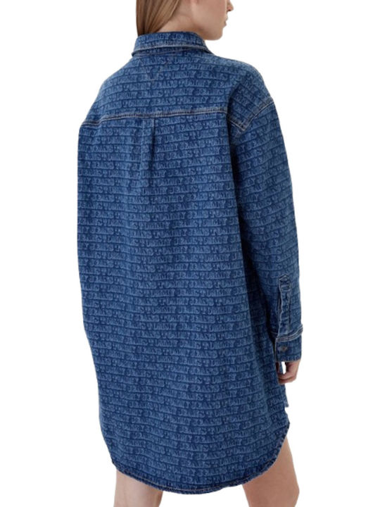 Rochie Cămașă Mini Denim Albastră