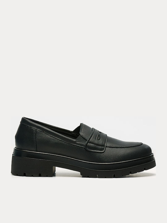 Leather Women's Moccasins in Black Color