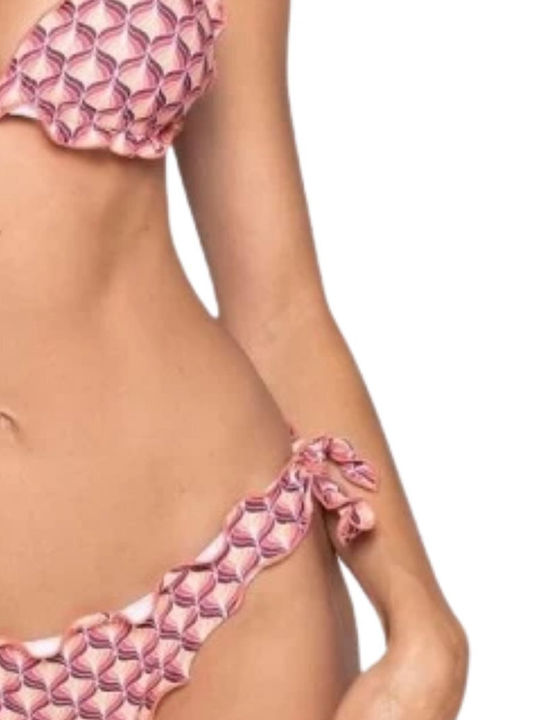 Bikini Set Triangle Top & Slip Bottom with Laces Fru Fru with Adjustable Straps Floral