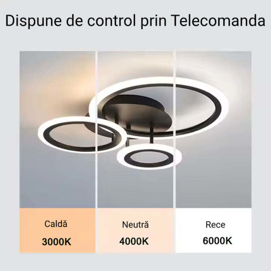 Alista Home Plafonieră de Tavan Neagră cu LED Integrat și Telecomandă