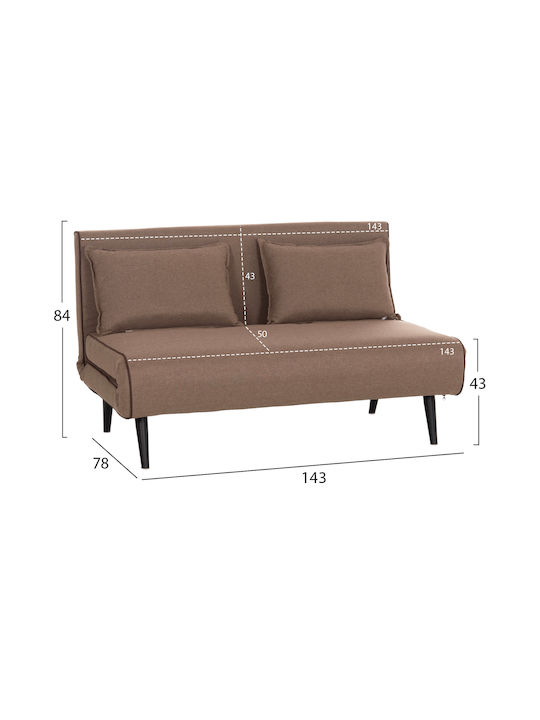 Asma Двуместен Диван Спалня Текстил Dark Beige 143x78x84см.