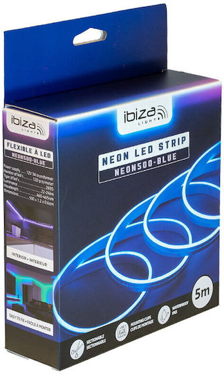 Ibiza Sound Bandă LED Rezistentă La Apă 12V Lumină Albastră 5m Neon Flex Cu Sursă De Alimentare