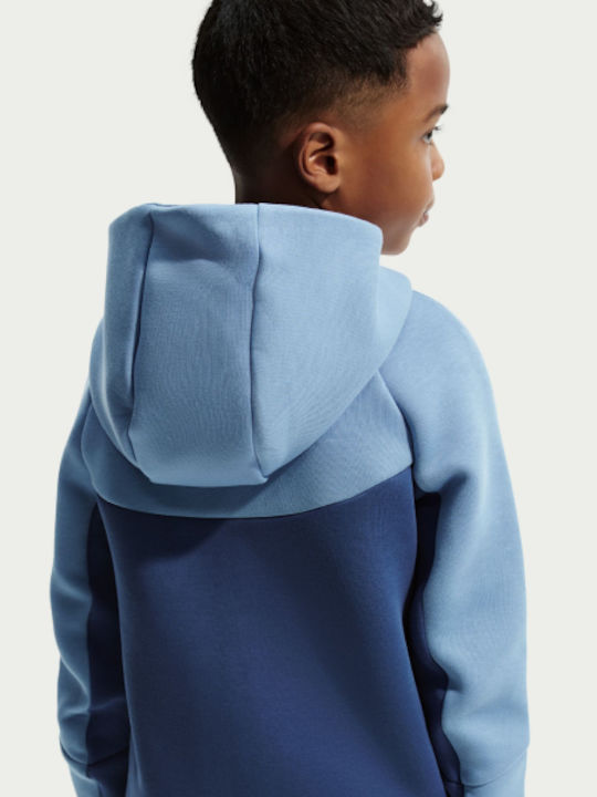 Fleece Kids Sweatshirt Cardigan With Pockets Blue Tech Fleece