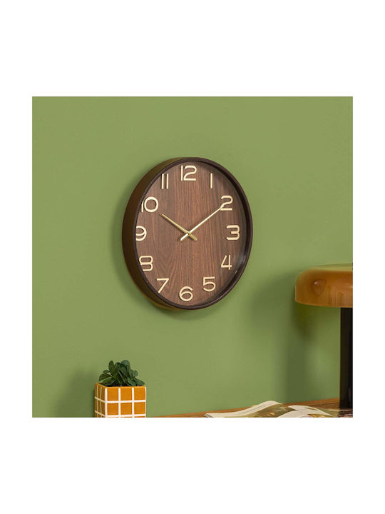 Atmosphera Ivana Silent Wooden Gold Wall Clock Ø38cm