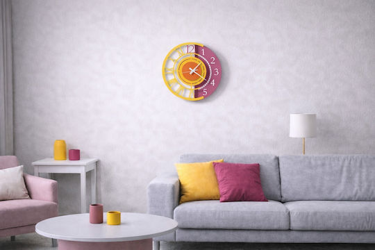 Arti E Mestieri 3D Wanduhr Metallisch Gelb Ø45cm