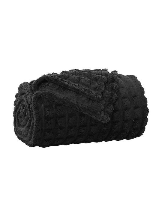 vidaXL Fleece Decke Einzeln 150x130cm Schwarz