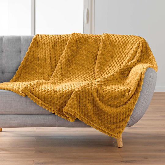 Atmosphera Douceur D'intérieur Mini Frosty Sesselüberwurf Fleece 125x150cm Ocker