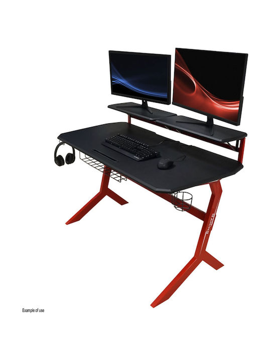 Gaming Office Wooden Black Red with Metal Legs 130x70x92.5cm