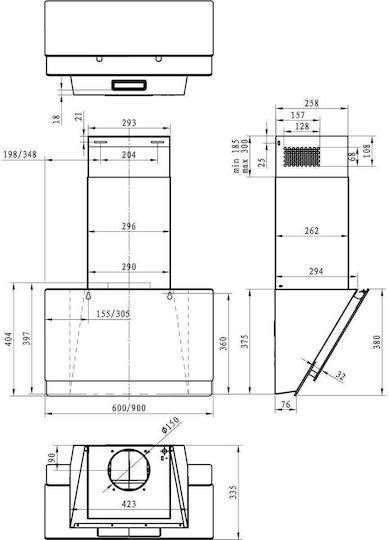 Gorenje WHI629EB Chimney Vent Hood 60cm Black