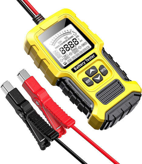 Foxsur Fbt-300 Tester Inteligent de Baterii 12v/24v Mașini Motociclete Ecran Lcd 2.7" Compatibil Vrla Gel Agm Efb Std Baterii Galben Negru