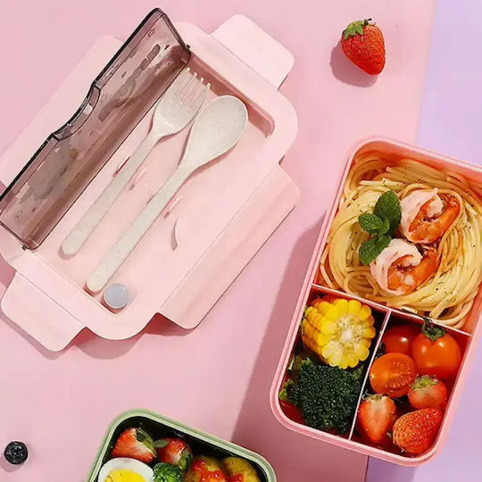Verk Group Plastic Pink Lunch Box with Compartments 1lt