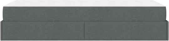 Betten Unterlage Einzel mit Stoff Dunkelgrau mit Matratze 90x200cm