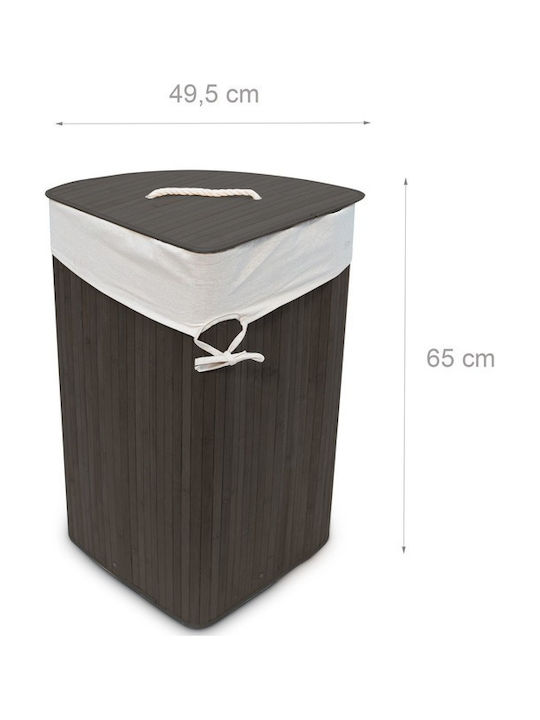 Relaxdays Wäschekorb Bamboo 60lt mit Deckel 49,5x37x65cm Schwarzes