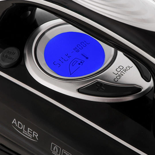 Adler Steam Iron 3000W with Ceramic Plate and Continuous Steam Supply 65g/min