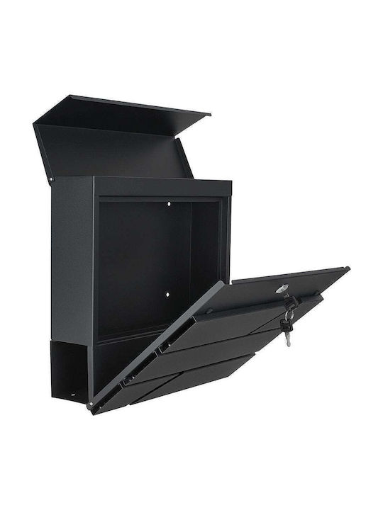 Geko Outdoor Mailbox Metallic in Black Color 36.7x37x10cm