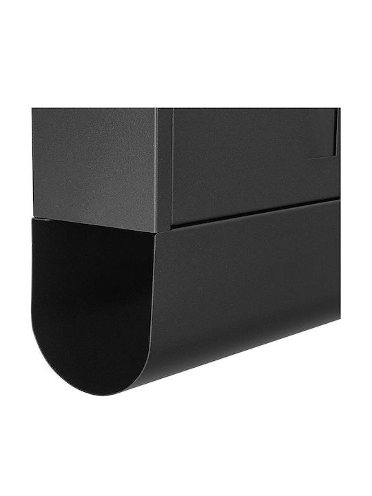 Geko Compartiment Cutie Poștală Metalică în Culoarea Negru 34x30.7x10cm