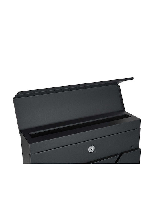 Geko Outdoor Mailbox Metallic in Black Color 36.7x37x10cm