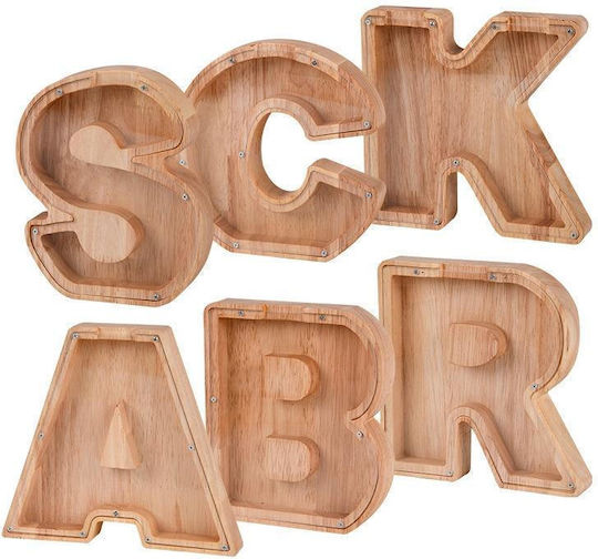 Holz-Spardose Englisches Alphabet Transparente Acryl-Spardose H