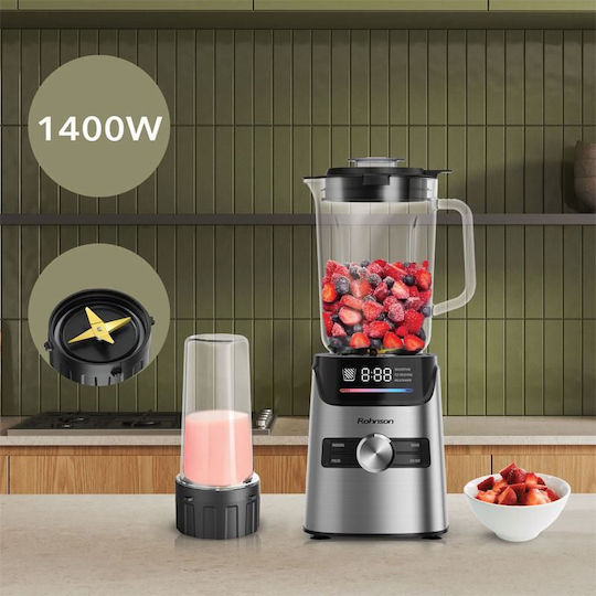 Rohnson Μπλέντερ με Γυάλινη Κανάτα 1.7 lt 1400W Ασημί R-5348