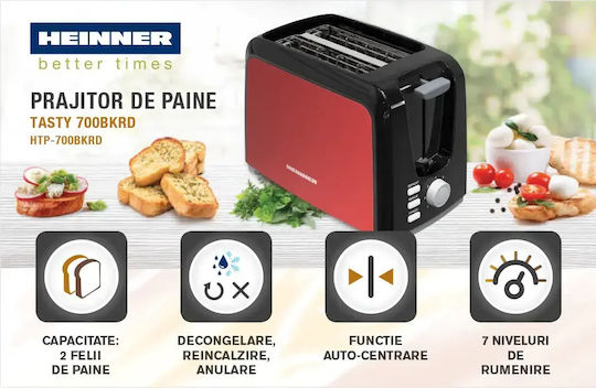 Heinner Тостер Двуместна 750W Червена