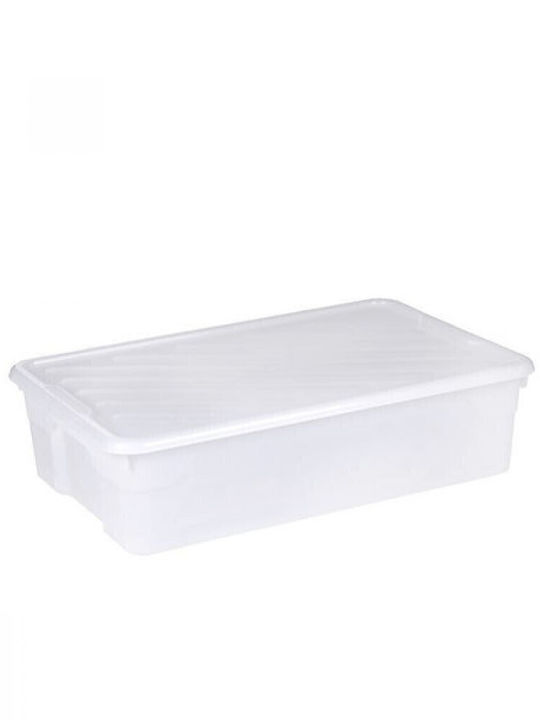 Homeplast Plastic Storage Box with Wheels and Lid White 70x46x20cm 1pcs