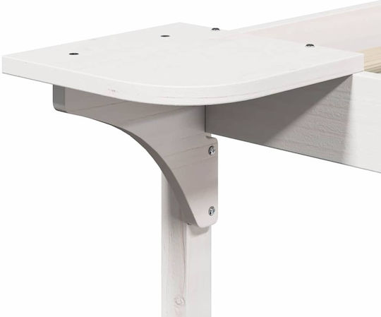 Pat Single Din Lemn Alb Cu Plăci Pentru Saltea 100x210cm