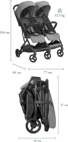 Inglesina Twin Sketch Καρότσι για Δίδυμα Kατάλληλο για Nεογέννητο Γκρι 12.5kg