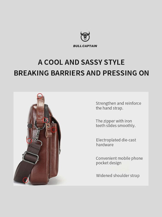 Djb Δερμάτινη Ανδρική Τσάντα Ώμου / Χιαστί Καφέ
