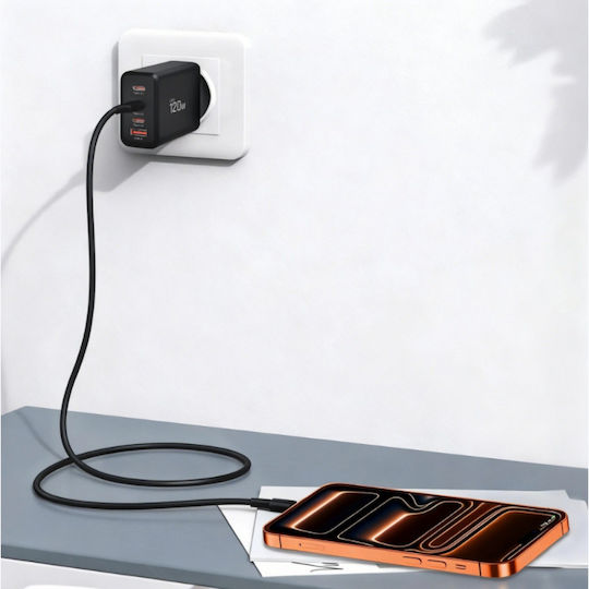 Tech-Protect Charger Without Cable GaN with USB-A Port and 3 USB-C Ports 120W Power Delivery / Quick Charge 3.0 Blacks (NC120W-GAN)