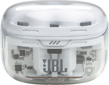 JBL Tune Beam Ghost Edition In-ear Bluetooth Handsfree Ακουστικά με Αντοχή στον Ιδρώτα και Θήκη Φόρτισης Λευκά