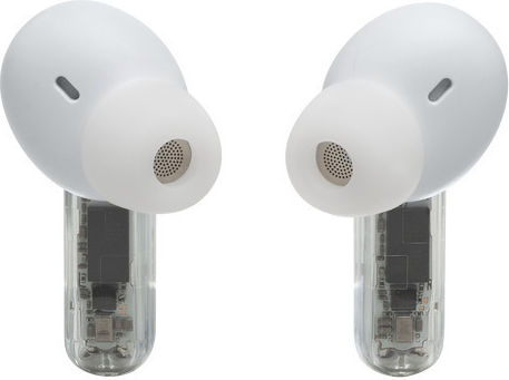 JBL Tune Beam Ghost Edition In-ear Bluetooth Handsfree Ακουστικά με Αντοχή στον Ιδρώτα και Θήκη Φόρτισης Λευκά