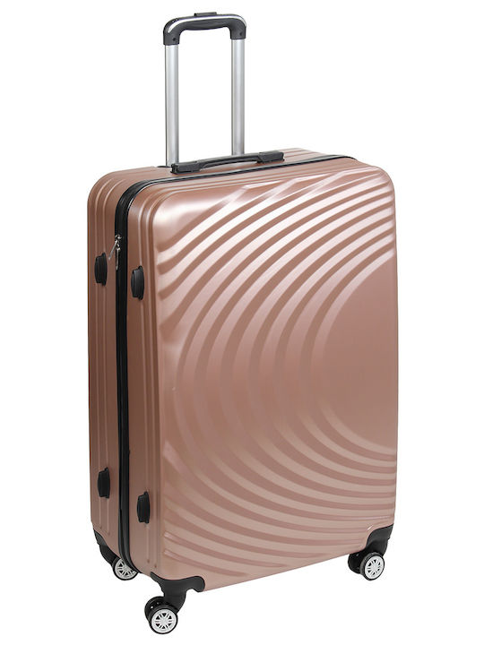 Keskor Large Pink Gold Suitcase With 4 Wheels Height 77cm