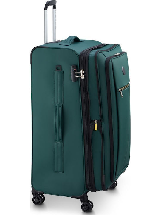 Delsey Dita Große Stoffkoffer Grün mit 4 Rädern Höhe 79cm
