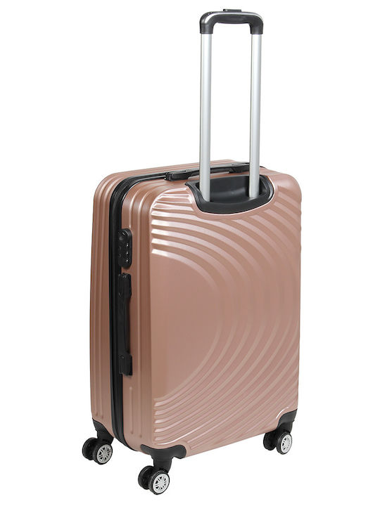 Keskor Medium Pink Gold Suitcase With 4 Wheels Height 67cm