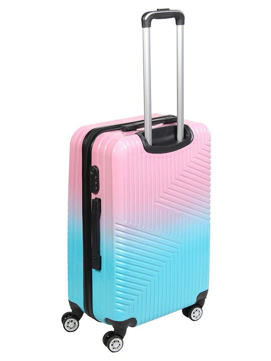 Keskor Medium Light Blue Pink Suitcase With 4 Wheels Height 66cm