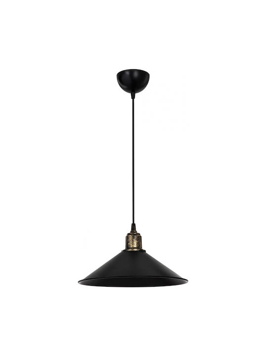 GloboStar Ferro Pendant Light Black Bell with Socket E27 30x30x90cm