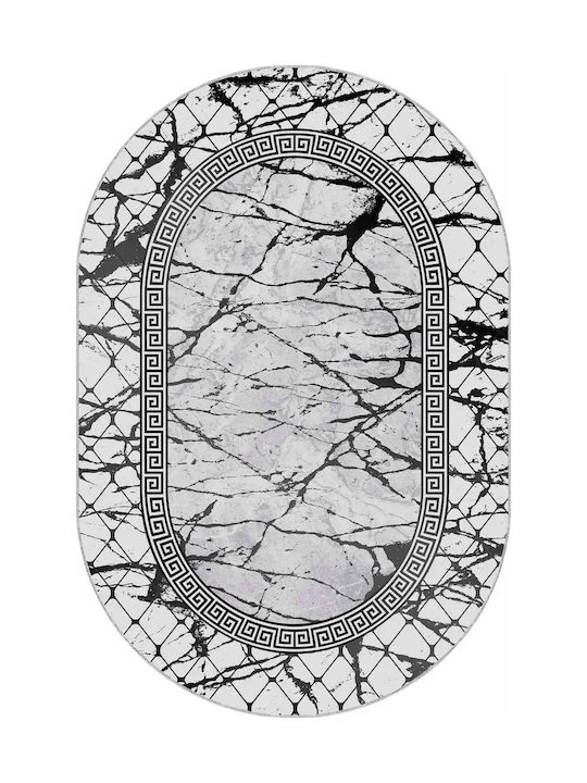 Oval Living Room Rug Elegant Pattern Modern Spaces Gray 100cmx180cm