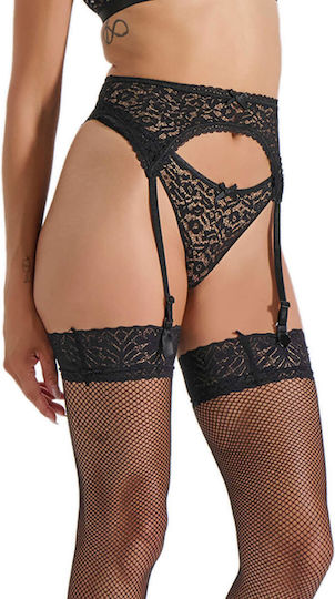 Milena by Paris Garters with Lace Black