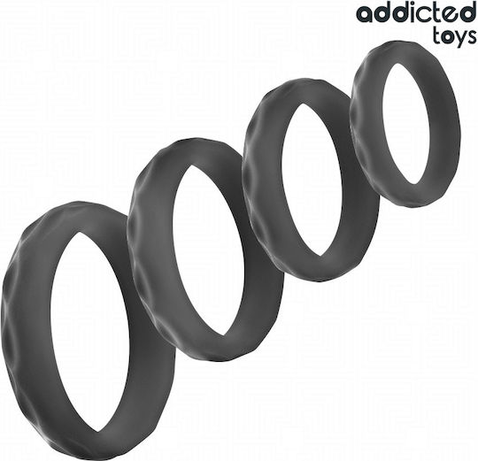 Addicted Toys Textured Cock Ring Set 4 Sizes
