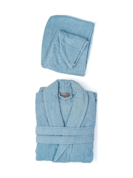 SteweHome Damen Bademantel Handtuch Haar Blau Baumwolle