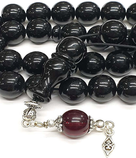 Roloi Komboloi Mastic Worry Beads with 33 Beads Black 34cm
