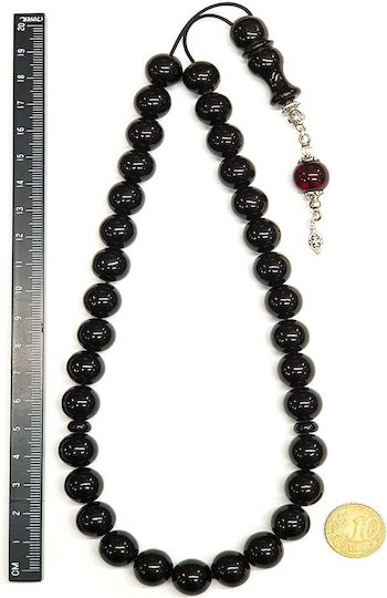 Roloi Komboloi Mastic Worry Beads with 33 Beads Black 34cm