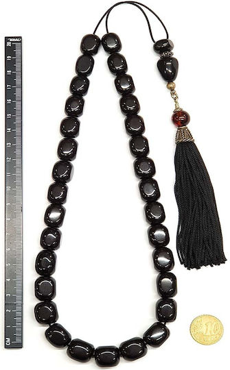 Roloi Komboloi Mastic Worry Beads with 31 Beads Black 46cm