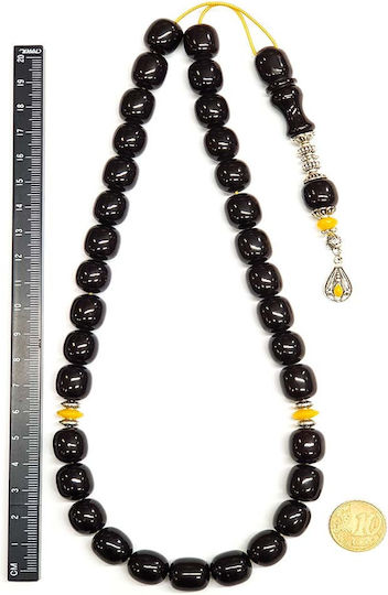 Roloi Komboloi Mastic Worry Beads with 33 Beads Black 38cm