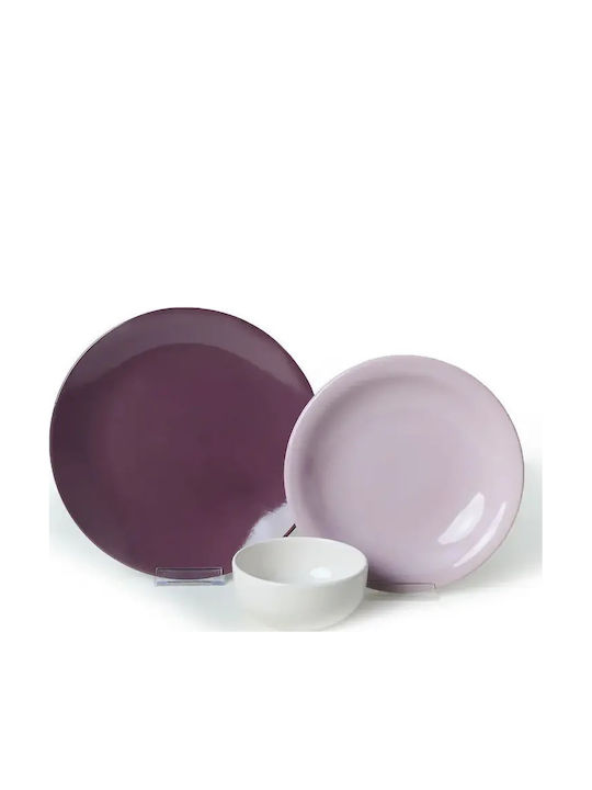 Purple Mix Porcelain Dinnerware Set 18 Pieces Purple 27x27cm