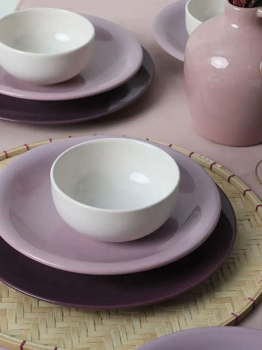 Purple Mix Porcelain Dinnerware Set 18 Pieces Purple 27x27cm